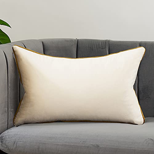Avigers Lumbar Pillow Cover 12 x 20 Inch, White, Velvet, Hidden Zipper | Insert not included; Western plain accent for couch, sofa, bed and living room; removable for seasonal updates - color: White, size: 20" x 12" (Pack of 1)