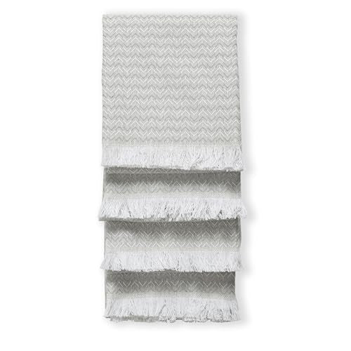 TWINY threads Set of 4 100% Cotton Kitchen Towels, 16"x26" (Light Grey) | Chevron Weave Dish Cloths & Rags, Soft, Absorbent, Quick Dry, Washable, Reusable Tea Towel for Baking, Cleaning & Drying Use - color: Chevron, Light Grey, size: 26" x 16" (Set of 4)