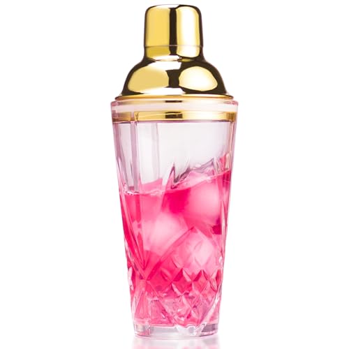 Cocktail Shaker, 14.5 Oz Glass Drink Shakers Cocktail for Bars, Whiskey, Cocktails, Gold - color: Gold