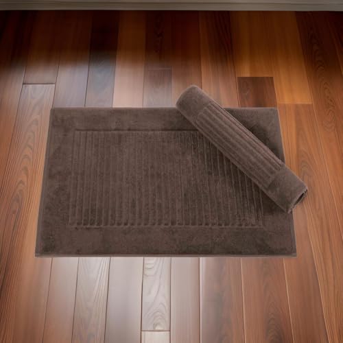 CTT - 2 Piece Bathroom Rugs Set, 100% Cotton Bath Mats, Comfy & Highly Absorbent Bathroom Floor Mats, Machine Washable | 20"x32" (Chocolate) - color: Chocolate