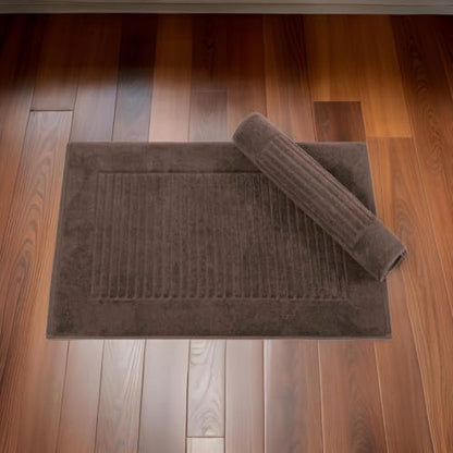 CTT - 2 Piece Bathroom Rugs Set, 100% Cotton Bath Mats, Comfy & Highly Absorbent Bathroom Floor Mats, Machine Washable | 20"x32" (Chocolate) - color: Chocolate