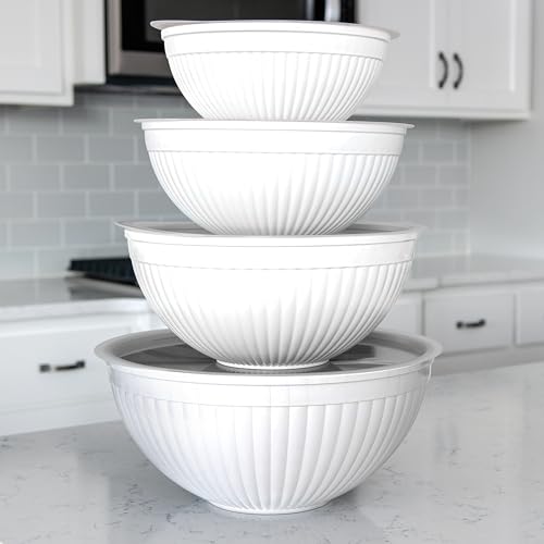 Nordic Ware Prep and Serve Mixing Bowls Set, 8-Piece, Glacier White - color: Glacier White, size: 8-Piece