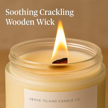 Crackling Wood Wick Vanilla Cashmere Scented Candle Natural Soy Wax 50 hrs Long Lasting Hand-Poured Highly Scented Crackle Wooden Wick Soothing Sound - color: Cashmere Vanilla-Wood Wick