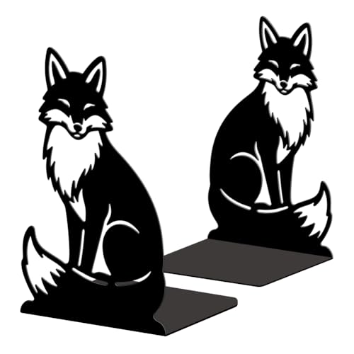 Metal Bookends for Shelves, Modern Decorative Heavy Duty Study Book Ends Stoppers for Office, Desk, Shelf, Room 5.3"x4.3"x7.9" Cast Iron Simple Tall Bookends 1 Pair (Fox) - style: Fox