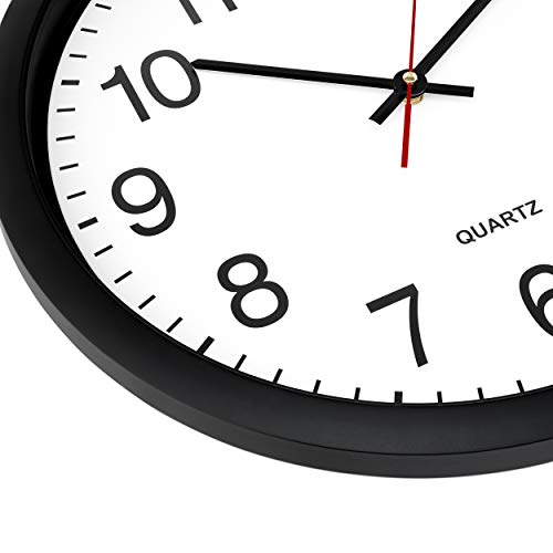 Bernhard Products Black Wall Clock Silent Non Ticking - 16 Inch Extra Large Quality Quartz Battery Operated Round Easy to Read Home/Office/Business/Kitchen/Classroom/School Clocks - size: 16 Inch