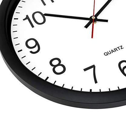 Bernhard Products Black Wall Clock Silent Non Ticking - 16 Inch Extra Large Quality Quartz Battery Operated Round Easy to Read Home/Office/Business/Kitchen/Classroom/School Clocks - size: 16 Inch