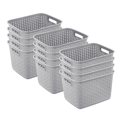 Sterilite Tall Weave Basket Bin for Clothing and Laundry Storage, 12-Pack | Multi-Purpose and Decorative Organizer for Clothes, Shelves, Closets, Pantries, Living Rooms or Offices - size: 12 Pack