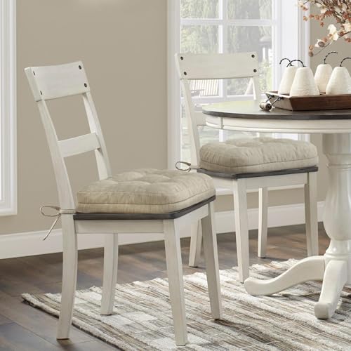 Shinnwa Dining Chair Cushions Set of 4, Dual-Layer Memory Foam Kitchen Chair Cushions, Patented Design Seat Pads with Ties, 16.5 x 16.5 x 3.5in, 4 Pack, Beige - color: Beige, size: 4 Count (Pack of 1)