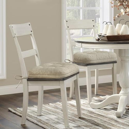 Shinnwa Dining Chair Cushions Set of 4, Dual-Layer Memory Foam Kitchen Chair Cushions, Patented Design Seat Pads with Ties, 16.5 x 16.5 x 3.5in, 4 Pack, Beige - color: Beige, size: 4 Count (Pack of 1)