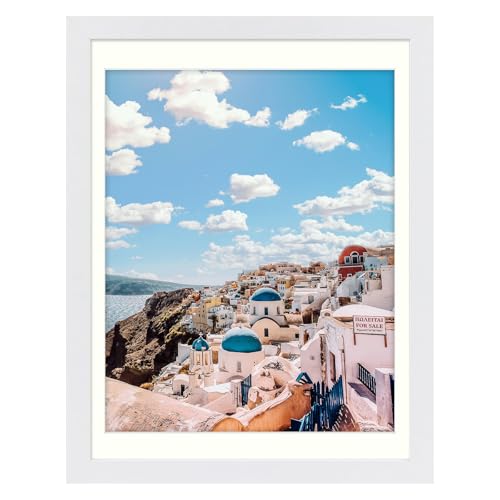 Frametory 12x16 Picture Frame with Mat for 11x14, White | for 12 by 16 inch Poster Print Diamond Painting Frame, Wall Mounting - color: White, size: 12X16 - 11X14