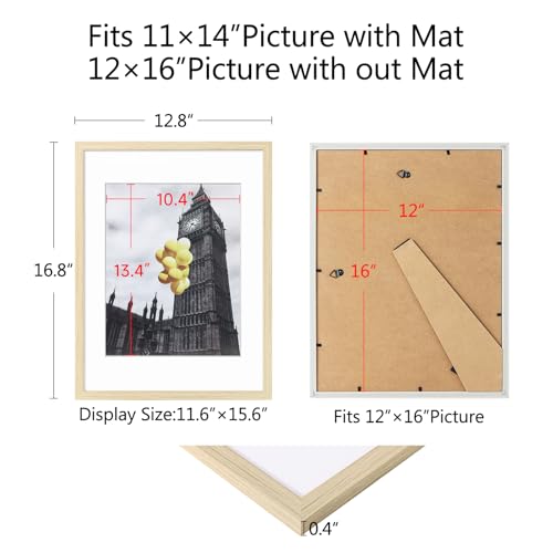 Picture Frame, Set of 6 12x16 Natural, Poster Frame with Plexiglass, Tabletop & Wall Mount, Ideal Gift for Any Occasion - color: Natural, size: 12x16