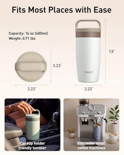 TOURIT Travel Coffee Mug 16 oz, Leakproof 2-Part Drink Lid Coffee Tumbler Cup, Insulated Stainless Steel Travel Mug, Dishwasher Safe Reusable Water Bottle, BPA-Free Coffee Mug, Light pink - color: Light Pink