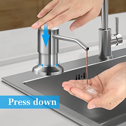 Soap Dispenser for Kitchen Sink and Extension Tube Kit, Stainless Steel SoapDispenser with 47 Inches Tube Connects Directly to Soap Bottle, Hand and Dish Soap Dispenser Pump （Brushed Nickel） - color: Brushed Nickel