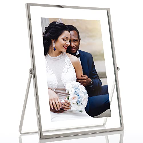 Lawrence Frames Metal Easel Float Picture Frame, 5x7, Silver - color: Silver, size: 5x7