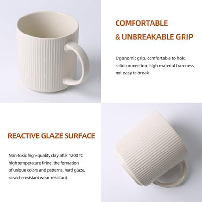 MONITO Coffee Mugs Set of 6,16 oz Ceramic Coffee Cups with Large Handles | Stoneware Mugs Set Suitable for Lattes,Hot tea,Cappuccinos,Mochas and Cocoa,Microwave & Dishwasher Safe,White - color: White, size: 6PCS