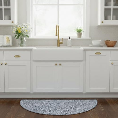 Super Area Rugs Farmhouse Braided Rug Cotton Kitchen Reversible Carpet Blue & White, 20" X 40" Half Circle - color: Blue & White, size: 1'8" x 3'4" (Semicircular)