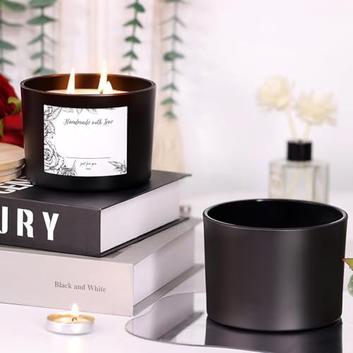 6-Pack 16 oz Candle Jars - Frosted Black Glass with 3 Wicks, Empty Containers for Candle Making - color: Forested Black