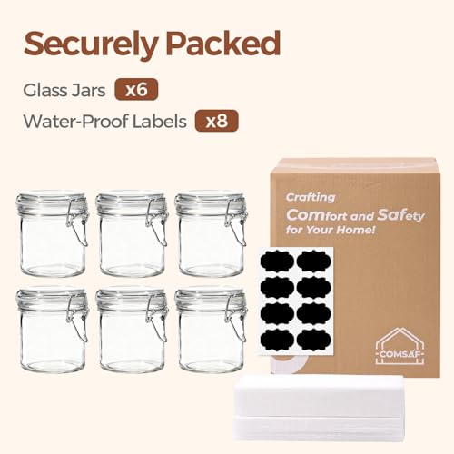 ComSaf Small Mason Glass Jars with Airtight Lids 8 oz 6 Pack Pantry | Jelly spice jar, Sourdough discard, Jam jelly honey, Spice rack cabinet organization, Seasoning herbs powders - size: 8oz*6