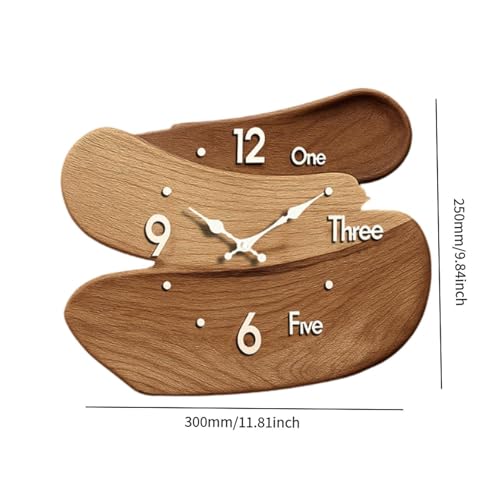Wall Clock Silent Wood Easy Read Creative Gifts Nordic Wall Decor Ornament for Home Office Farmhouse Kids Room Living Room, Brown