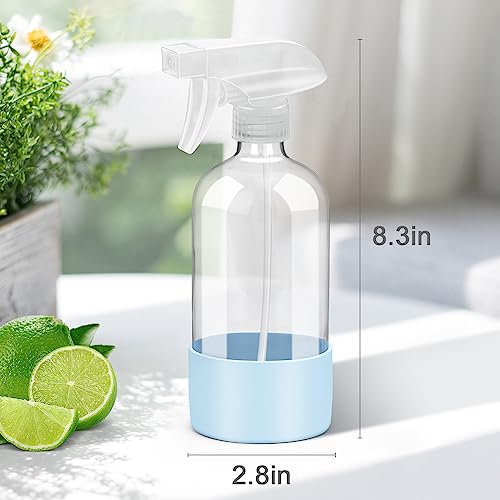 Rionisor Glass Spray Bottles with Silicone Sleeve Protection, Empty 16 oz Refillable Containers, Reusable Spray Bottles with Adjustable Nozzle for Hair, Cleaning Solutions, Essential Oils 1 Pack Blue - color: Blue, style: 1 Pack