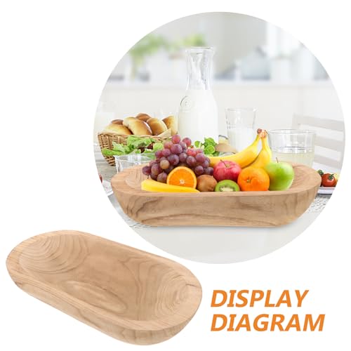FOMIYES Wooden Dough Bowl Decorative Centerpiece Bowl Rustic Paulownia Wood Small Table Decor for Coffee Table Candle Display Home Accent