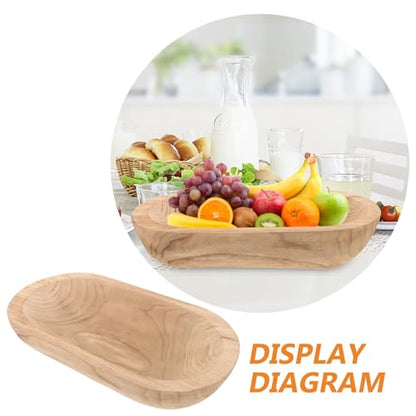 FOMIYES Wooden Dough Bowl Decorative Centerpiece Bowl Rustic Paulownia Wood Small Table Decor for Coffee Table Candle Display Home Accent