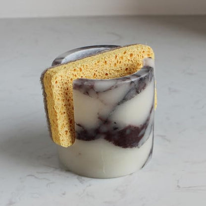 Natural Marble Travertine Sponge Holder for Kitchen Counter, Drying Rack, Sponge Caddy for Sink Organizer - Calacatta Viola Marble - color: Calacatta Viola Marble