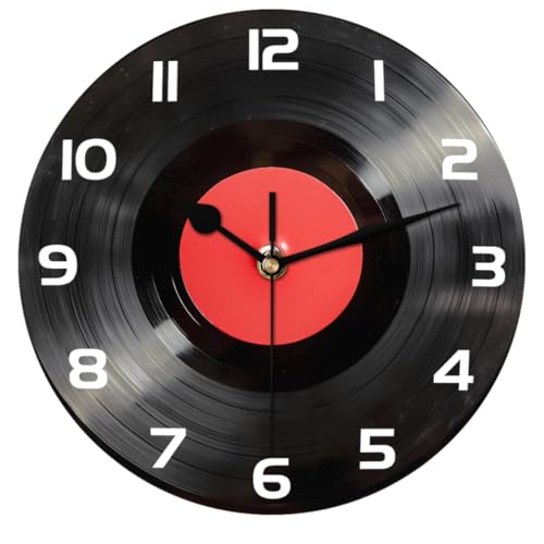 Vintage Vinyl Record CD Wall Clock Battery Operated 10 in Round Wall Clocks Slilent Non Ticking Quartz Analog Clock for Bedroom Kids Living Room Classroom Decor - color: Vintage Vinyl Record Cd
