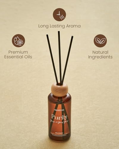 M&SENSE Reed Diffuser Set, Ginger Ylang Ylang Scented 6.3 fl oz Natural Essential Oil Diffusers with Sticks, Non-Toxic Organic Air Freshener, Long-Lasting Fragrance Oils for Home Bathroom Study Office