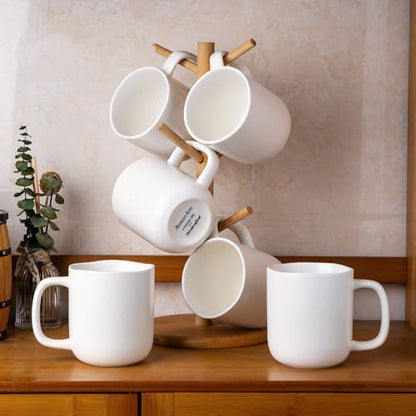 AmorArc 14oz Coffee Mugs Set of 6, Speckled Ceramic Coffee Mugs with Large Handle & Wavy Rim for Latte/Hot Cocoa/Tea, Coffee Cups for Men Women. Oven, Dishwasher&Microwave Safe, Speckled White - color: Off White-Speckled