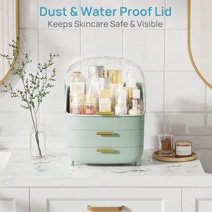 Vtopmart 3-Tier Skincare Makeup Organizer with Lid, Green - color: Green, size: With Lid