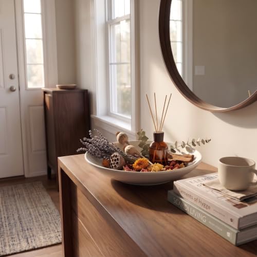 hjn 12.6 Inch Large Ceramic Decorative Bowl, Versatile Catchall Tray for Fruit, Keys, Jewelry, Coins, Elegant White Glazed Centerpiece for Kitchen Counter, Entryway Table, Coffee Table or Nightstand