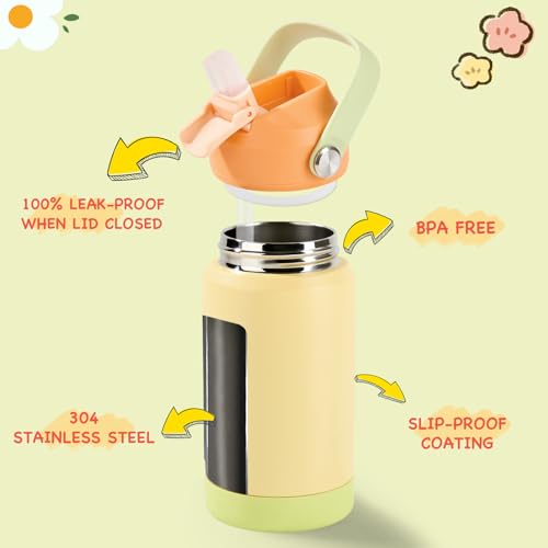 Kerilyn 12oz Kids Water Bottle 2 Pack, Stainless Steel Insulated Water Bottle Bulk, Toddler Cups with Straws Leak-Proof, Kids Water Bottles for School Boys Girls, BPA Free, 2 Piece Set Sweet Couple - color: A. Sweet Couple