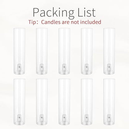 Hurricane Glass Candle Holders: 11.8" Tall Cylinder Cover Set of 10 | for 0.87" Taper, Windproof Chimney Cover, Clear Candlestick Holder for Wedding Table Centrepiece, Party, Birthday, Christmas - size: 11.8" H - 10 Pcs
