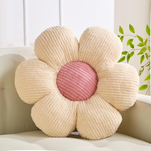 XIAIJIA Flower Pillow,Daisy Throw Pillows, Flower Cushion, Beige, 15.7 Inch | Decorative pillows, cute flower shaped pillow, flower pillows for bed, floral cushions, decor for bedroom, couch, sofa - color: Cream1, size: 15.7 Inch