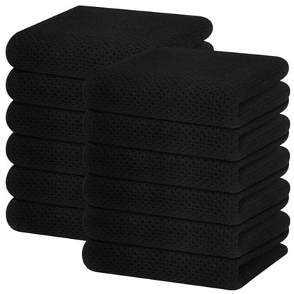 Homaxy 100% Cotton Waffle Weave Kitchen Dish Towels 12-Pack, Black | 13 x 28 Inches, Ultra Soft Absorbent Dish Towels, Quick Drying Cleaning Towels - color: Black, size: 13 X 28 - 12 Pack
