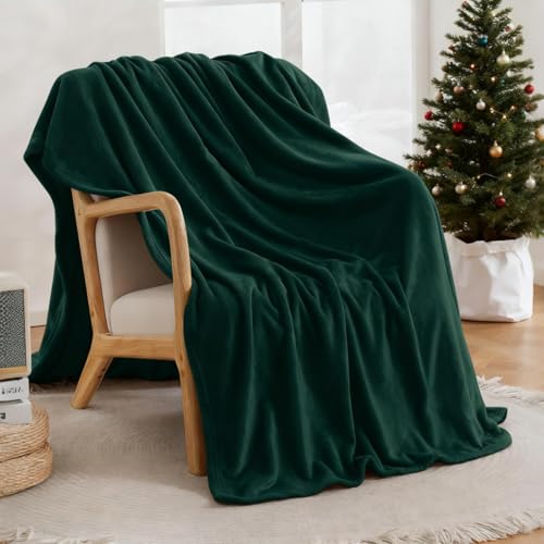 Ultra Soft Fleece Throw Blanket, Silky Flannel Fuzzy Blanket for All Season, Cozy Lightweight Blanket for Couch, Bed, Sofa, 50" x 60", Forest Green, Throw - color: Forest Green, size: Throw