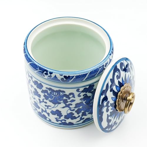 Blue and White Salt Cellar with Lid, Salt Containers for Countertop, Salt Box, Salt Holder, Salt Bow, Salt Jar, Salt Dish, Salt Well, Salt Keeper, Salt Crock