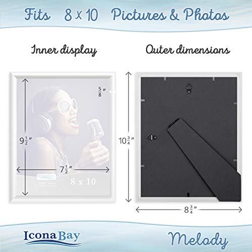 8x10 (20x25 cm) Picture Frames (Snow White, 4 Pack), Contemporary Photo Frames, Melody Collection Picture Frame Set - color: Snow White