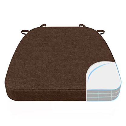 AAAAAcessories D-Shaped Chair Cushions, 2" Thick Dining Chair Pads with Ties and Removable, Machine-Washable Cover, 17" x 16", Brown - color: Brown, size: 1 Count(Pack of 1)