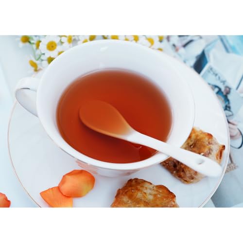 Bone China Tea Cup and Saucer Set with Spoon，Elegant Floral Tea Cup Set (7 oz)，British Coffee Latte Mug - color: white-B