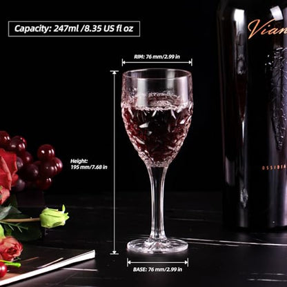 KAMMAK Crystal Red Wine Glasses Set of 2, 8.3 oz Stemmed Glasses, 782N | Hand Blown, Bordeaux Wine Glasses, Thin Rim & Long Stem, Red & White, Daily Use, Wedding or Birthday Gift for Women - size: 7KPSP782N