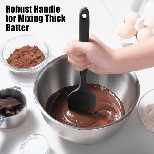 Doosu 16in Kitchen Tong for Cooking - 600°F Heat Resistant Food Tong with Non-Scratch Silicone Tips & 600°F Heat Resistant Silicone Spoon Spatula Set of 3 Cooking Spoons for Stir Mixing (Black)