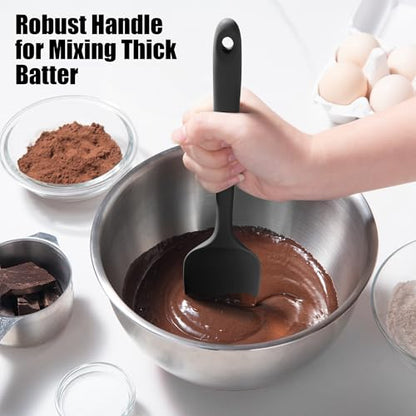 Doosu 16in Kitchen Tong for Cooking - 600°F Heat Resistant Food Tong with Non-Scratch Silicone Tips & 600°F Heat Resistant Silicone Spoon Spatula Set of 3 Cooking Spoons for Stir Mixing (Black)