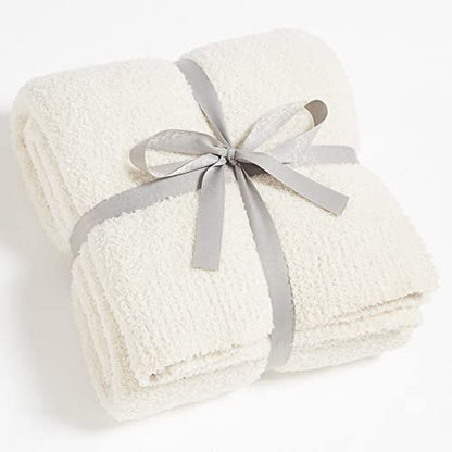 Super Soft Knit Throw Blanket Twin Size Cream White-Lightweight Plush Fuzzy Fluffy Warm Cozy Blankets and Throws for Sofa Bed All Season Use - color: Cream White, size: Twin(60"x80")