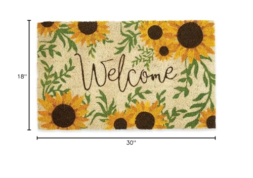 DII Natural Coir Doormat Outdoor Welcome Mat, 17x29, Sunflower - color: Sunflower
