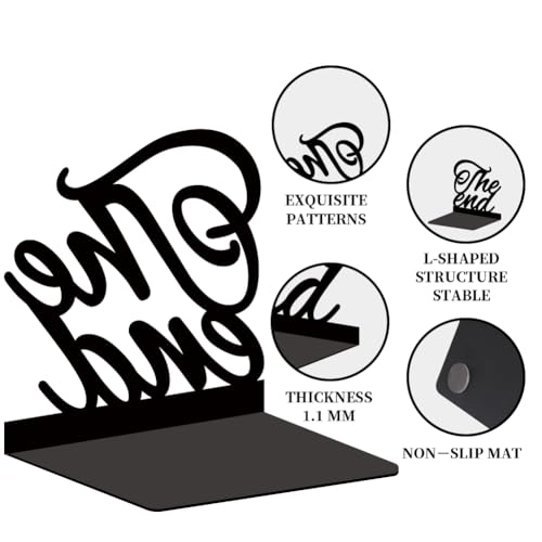 Unique Metal Bookends for Shelves Decorative Black Bookends 7x4.7x3.5 inch 1 Pairs/2 Pcs - style: Words
