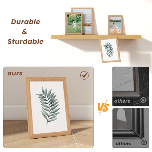 Heimlove Oak Wood Grain Collage Picture Frames Set of 12,Two 8x10,Two 6x8,Four 5x7,Four 4x6 Photo Frames,Gallery Wall Frame Set for Wall Mount or Tabletop Display - color: OAK WOOD GRAIN