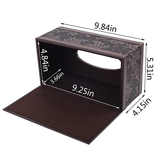 Antique PU Leather Tissue Box Holder Cover Rectangular Napkin Case Dispenser,Home Office Car Tissue Holder with Magnetic Bottom,Facial Tissue Organizer (Retro) - color: Retro