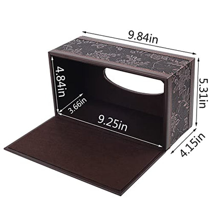 Antique PU Leather Tissue Box Holder Cover Rectangular Napkin Case Dispenser,Home Office Car Tissue Holder with Magnetic Bottom,Facial Tissue Organizer (Retro) - color: Retro